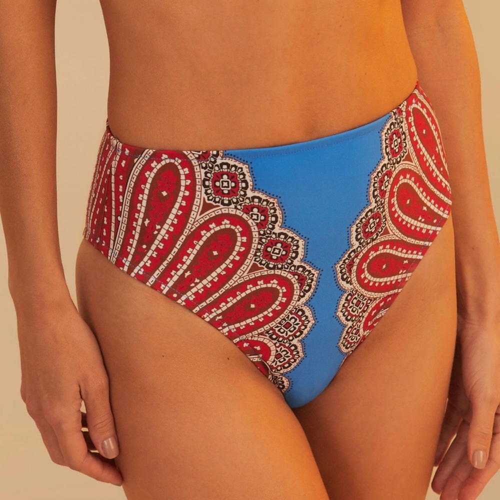 Elegant Red and Blue Paisley Bikini Bottom